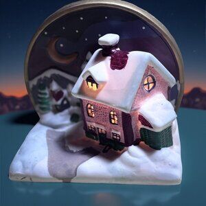 Handpainted Holiday Traditions Christmas Night Light 4 Inch Snowy Village Scene